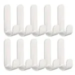 Set x10 ganchos perchero adhesivo acero inoxidable, colgadores blancos con diseño moderno.
