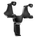 Soporte para celular expandible para retrovisor de auto, rota 360° para visualización cómoda.