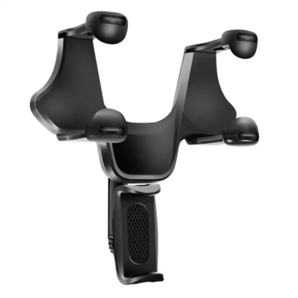 Soporte para celular expandible para retrovisor de auto, rota 360° para visualización cómoda.