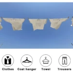 Tendedero de ropa plegable con 5 cuerdas para secar al aire libre, ideal para colgar ropa.