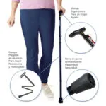 Bastón plegable portable de aluminio, mango ergonómico, base antideslizante y diseño ligero.