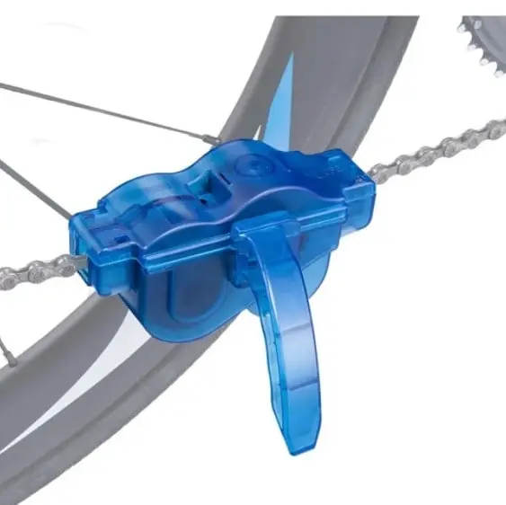 Kit limpieza de cadena de bicicleta azul: accesorio esencial para mantener tu bici en óptimas condiciones.