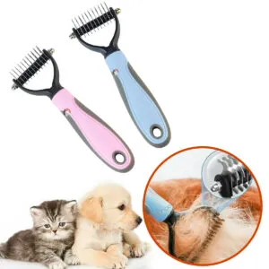 Cepillo para mascotas Zocnco: peine de doble cara para deshacer nudos y recortar pelo de perros y gatos.