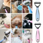 Cepillo para mascotas que recorta el pelo, ideal para perros y gatos con pelaje denso.
