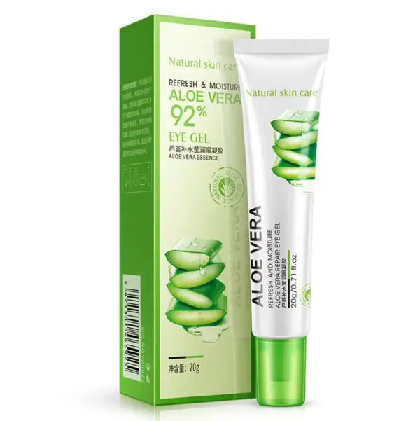 Tubo de gel para ojos de aloe vera Bioaqua 20g para cuidado natural de la piel.