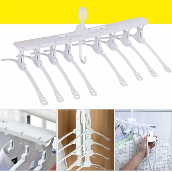 Perchero colgante ahorrador de ropa con múltiples brazos, ideal para secar y organizar prendas.