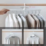 Perchero colgante ahorrador para 8 prendas, gira 360°, ideal para organizar ropa y optimizar espacio.