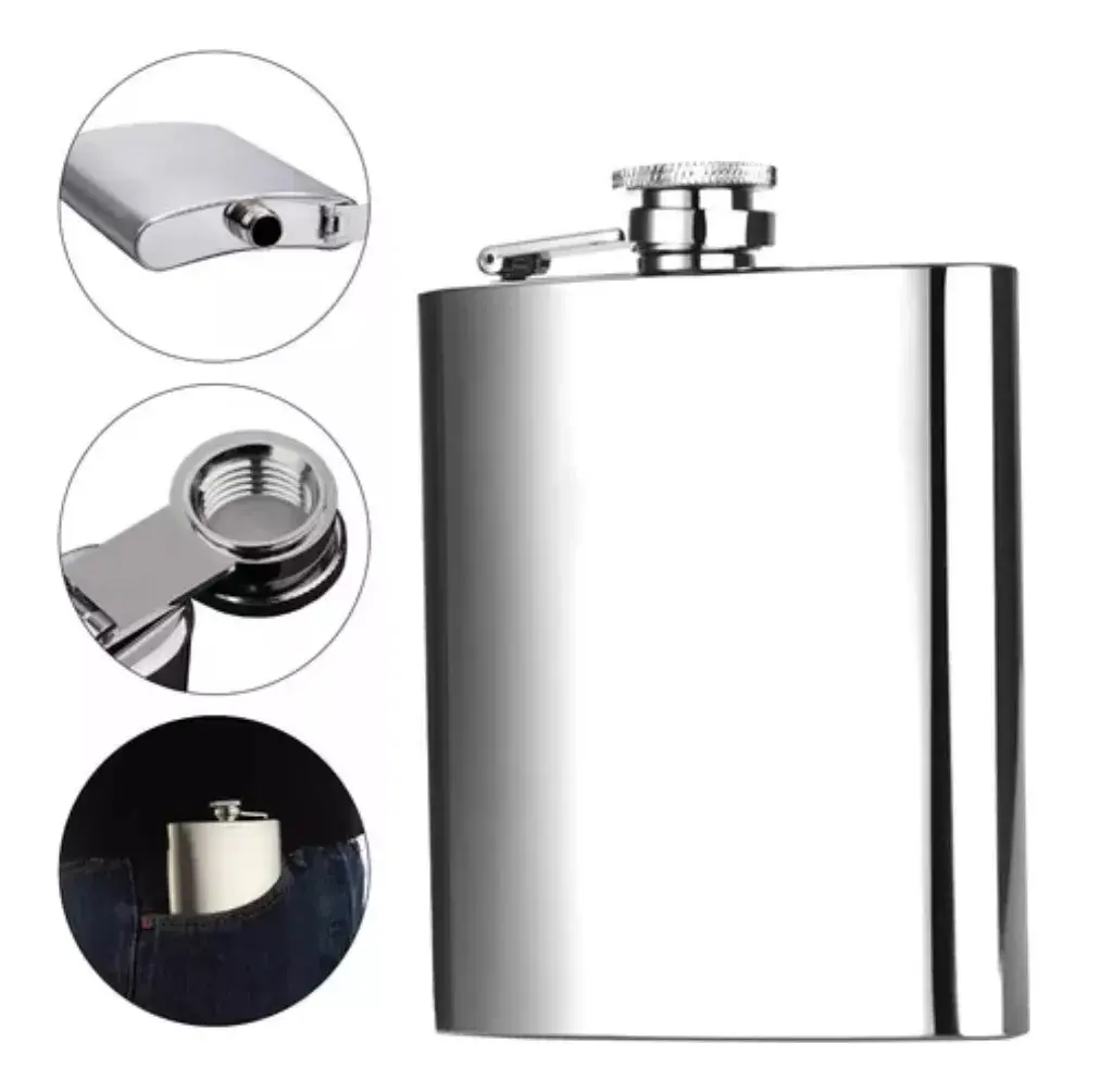 Licorera de acero inoxidable de 8 oz, ideal para llevar en el bolsillo.