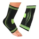 Set x2 Tobilleras de compresión ortopédica en negro y verde para soporte del tobillo.