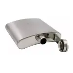 Licorera de acero inoxidable de 8 oz con tapa abierta y detalles plateados.