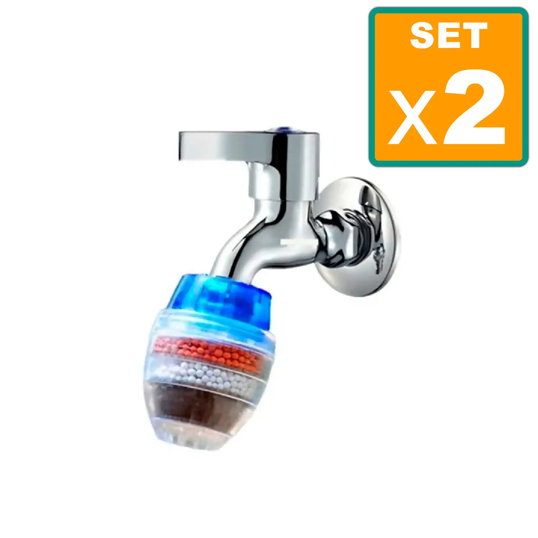 Set x2 filtro purificador agua cerámica bioenergético para grifos con múltiples capas filtrantes.