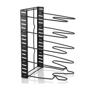 Organizador de ollas y sartenes de 8 niveles, ajustable en 3 modos, negro.