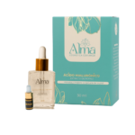 Botella y caja de Acido Hialuronico Alma con extracto de pepino, ideal para hidratar piel.