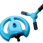 Set x2 aspersor de riego 360° automático azul, con base en "U" y cabezal giratorio.