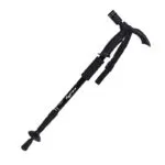 Bastón de senderismo trekking ajustable con linterna LED, mango ergonómico y correa.