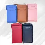 Bolso de lujo porta celular multifunción en azul, café, rosa, rojo y negro, ideal para moda y estilo.