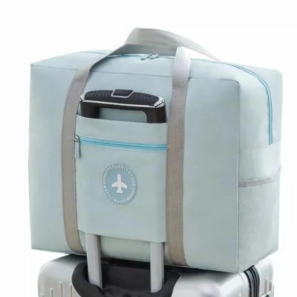Maleta plegable de viaje impermeable, bolso de mano ligero con compartimento para maleta de ruedas.