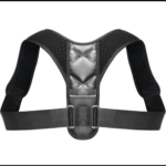 Corrector de postura unisex negro con tiras ajustables para alivio y mejora de la espalda.