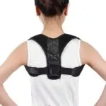 Corrector de postura unisex negro, mejora la postura y alivia el dolor de espalda.