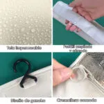 Cosmetiquera impermeable con gancho, portátil y cremallera cómoda para viajes.