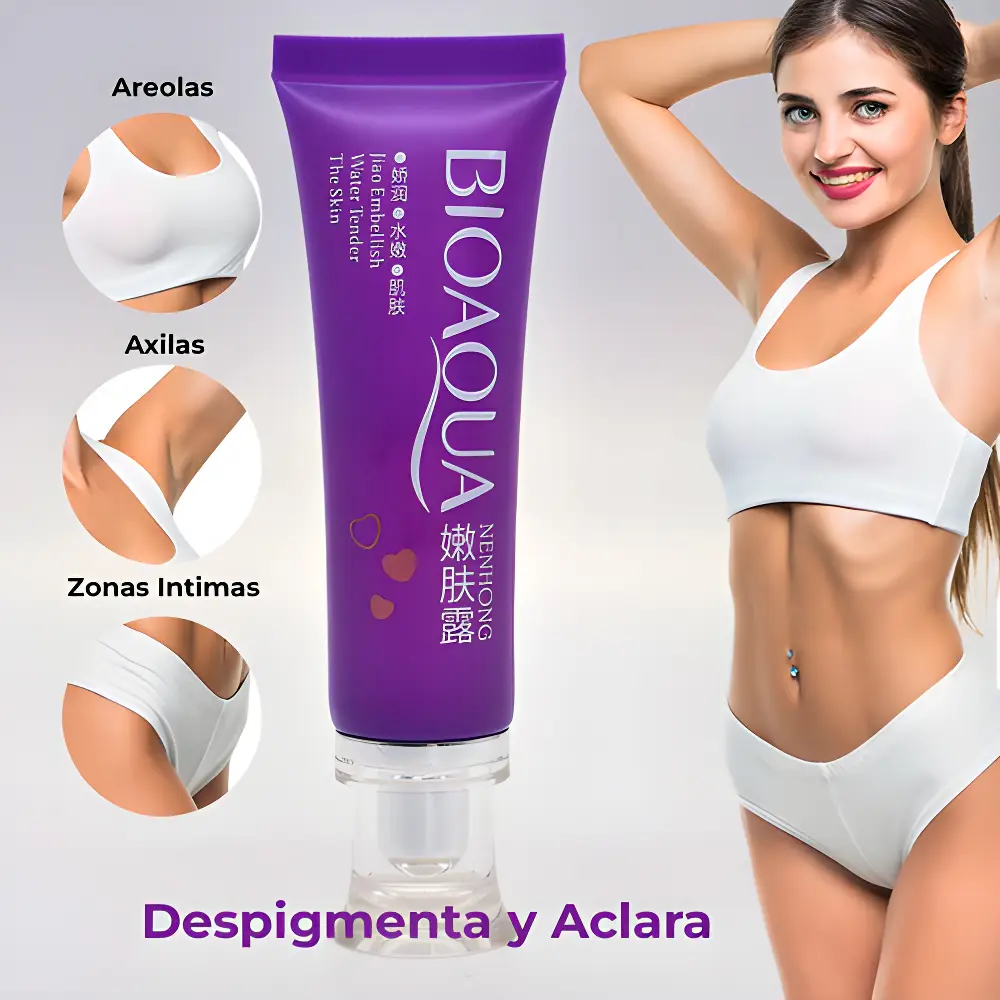 Crema despigmentante Bioaqua para areolas, axilas y zonas íntimas.