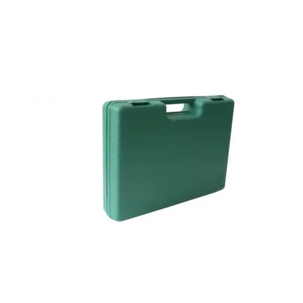Estuche verde con manija, para kit de jardinería de 10 piezas.