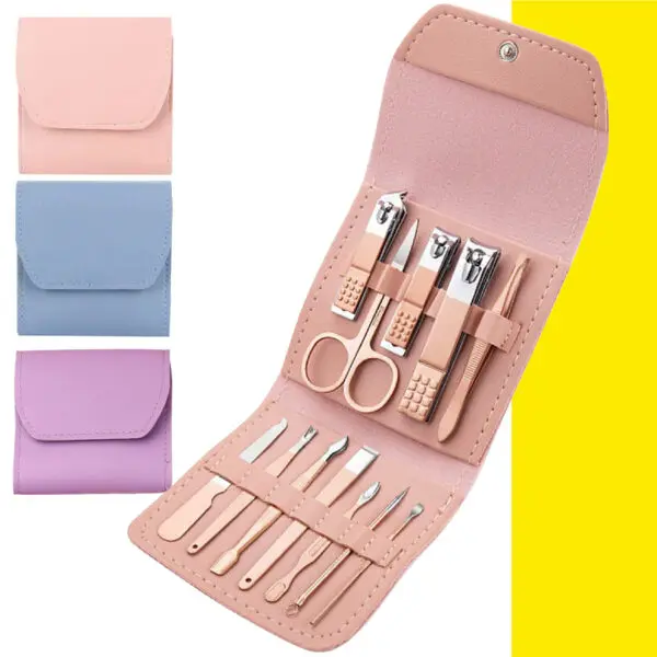 Kit Manicure Pedicure X12 Piezas Cortauñas Portatil Viajero