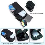 Mini bolso para mujer, billetera, porta celular manos libres con múltiples compartimentos.