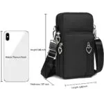 Mini bolso billetera manos libres negro para mujer, ideal para celular de 6.9 pulgadas.