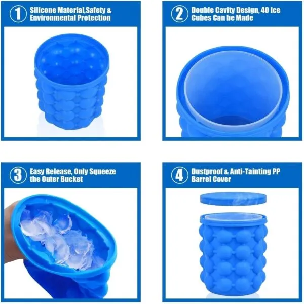 Mini Hielera Flexible Portátil: Cubos de hielo fáciles de liberar, diseño de doble cavidad.