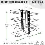 Organizador de ollas y sartenes de 8 niveles en metal, ajustable, resistente y duradero.