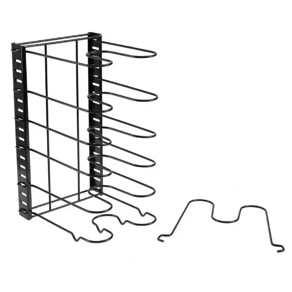 Organizador de ollas y sartenes de 8 niveles, ajustable, 3 modos, alambre negro.