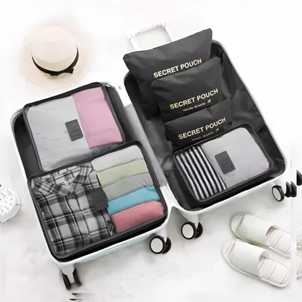 Organizador de maleta X6: Bolsos para viaje con ropa y accesorios, ideal para empacar.