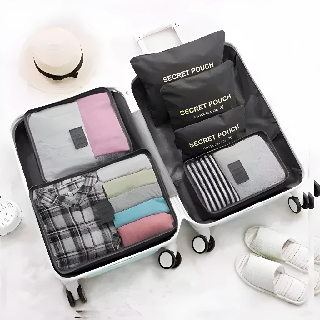 Organizador de maleta X6: Bolsos para viaje con ropa y accesorios, ideal para empacar.