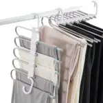 Perchero para 5 pantalones giratorio, diseño vertical ahorra espacio en el armario