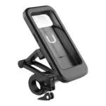 Soporte impermeable para celular en moto o bicicleta, ajustable y resistente.