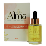 Tónico facial Alma despigmentante e iluminador, 30ml, en envase de vidrio con gotero.