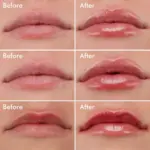 Set x2 Voluminizador Extreme XXL Lip Plumper: antes y después de labios con brillo y volumen.