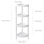 Carrito organizador esquinero de 4 niveles con ruedas, 102cm de alto, ideal para baños.