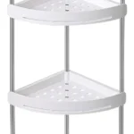 Carrito organizador esquinero de 4 niveles con ruedas, blanco, para ducha y baño.