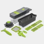 Picador de verduras 14 en 1: utensilios con cuchillas, ralladores y pelador para cocina.
