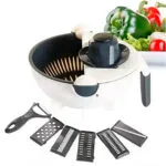 Rallador picador 9 en 1 con escurridor de verduras, corta y pica todo tipo de alimentos.