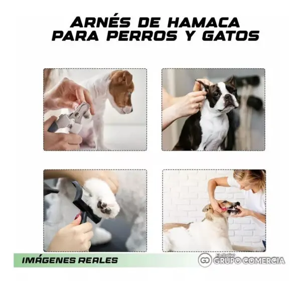 Hamaca para mascotas para corte de uñas y aseo de perros y gatos, cuidado e higiene.