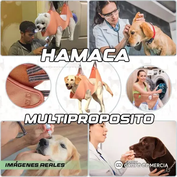 Hamaca para perros para cuidado de uñas, higiene y baño. Versátil y segura.