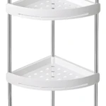 Carrito organizador esquinero de 4 niveles con ruedas plateadas, blanco, 125 caracteres.