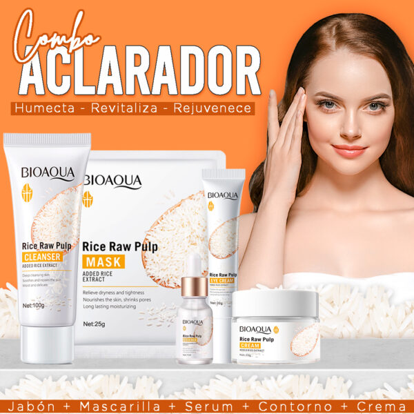 Combo De Arroz x5 Bioaqua Original (jabón+contorno+serum+crema+mascarilla) - Imagen 7