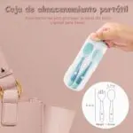 Set x2 cubiertos flexibles para bebés con estuche de viaje, ideales para proteger su salud.