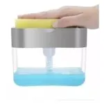 Set x2 dispensador jabón líquido cocina transparente con esponja, un dispensador práctico y funcional.