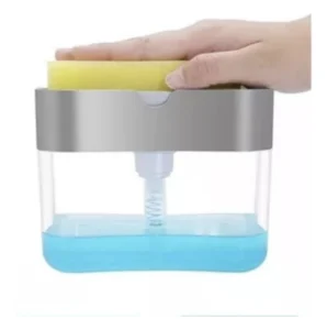 Set x2 dispensador jabón líquido cocina transparente con esponja, un dispensador práctico y funcional.