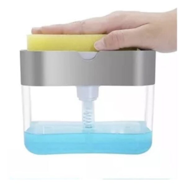 Set x2 Dispensador De Jabon Liquido Lavaplatos Con Esponja Cocina Color Transparente - Imagen 6